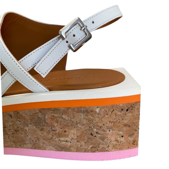 Robert Clergerie Umal Talco Blanc Agneau Soleil Yellow White Sandals 8.5 NWT - Picture 6 of 16